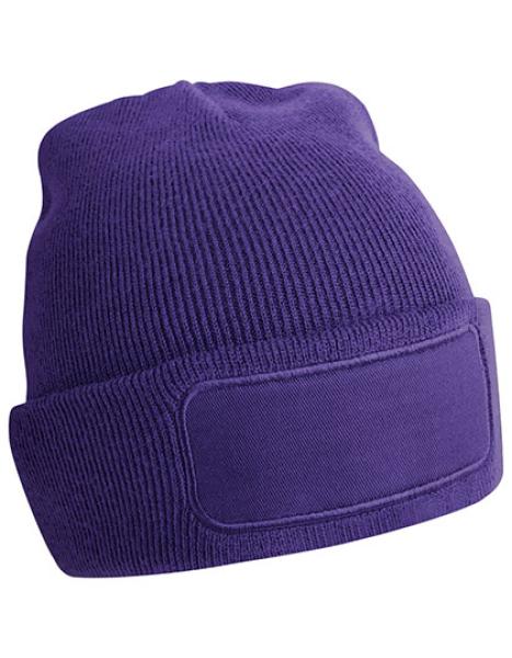 Patch-Beanie mit viereckigem Patch - verschiedene Farben - Gr. Onesize